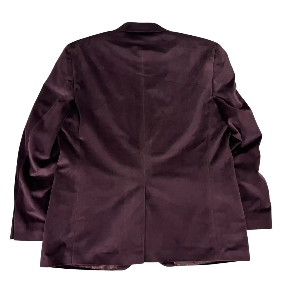 Michael Kors Mens Kent Classic Fit Velvet Sport Coat Burgundy 44R